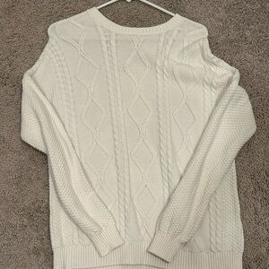 Elegant White Cable Knit Sweater